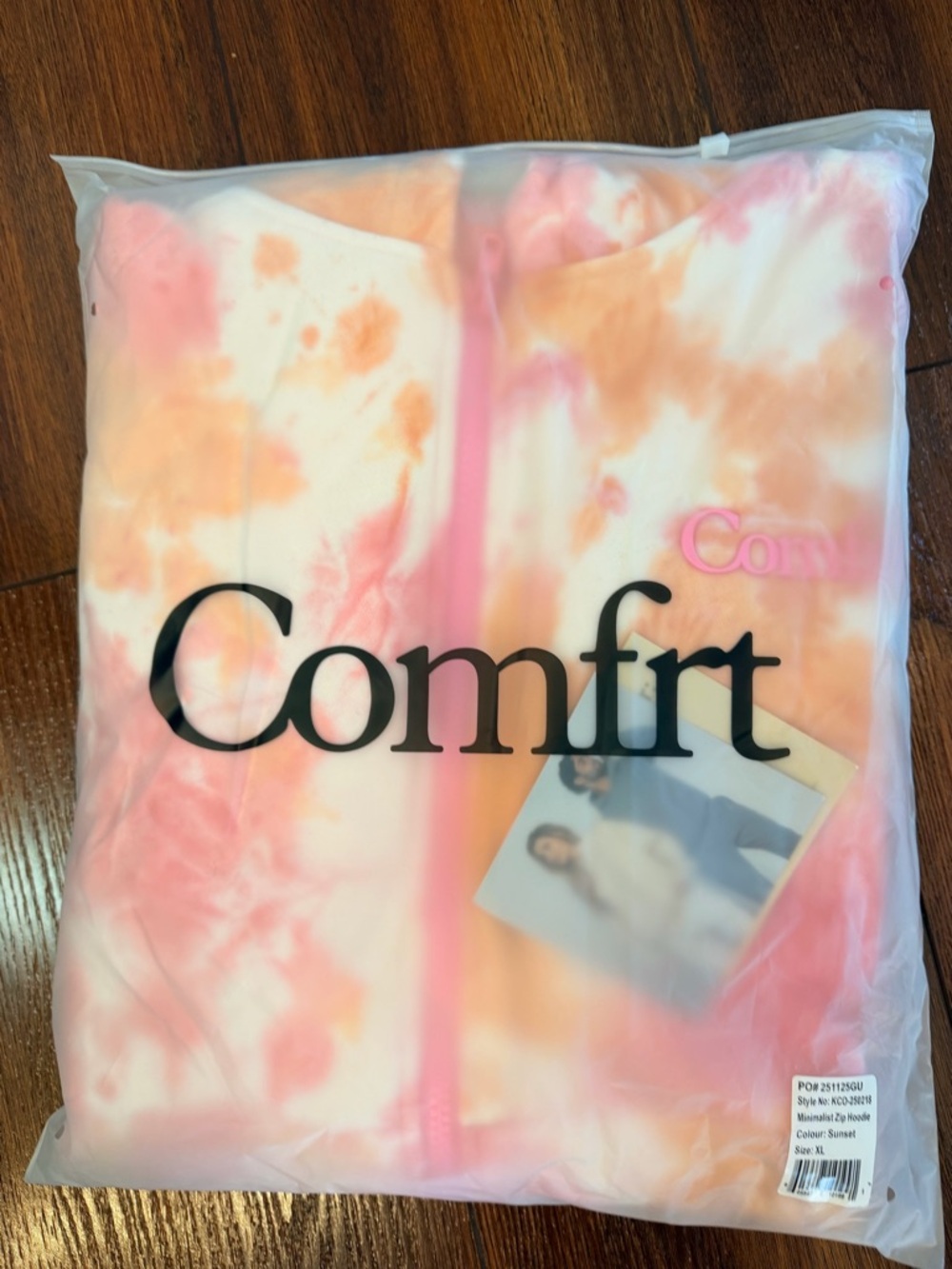 Comfrt Tie-Dye Zip Hoodie Pink & Orange and sweats - Picture 2 of 7